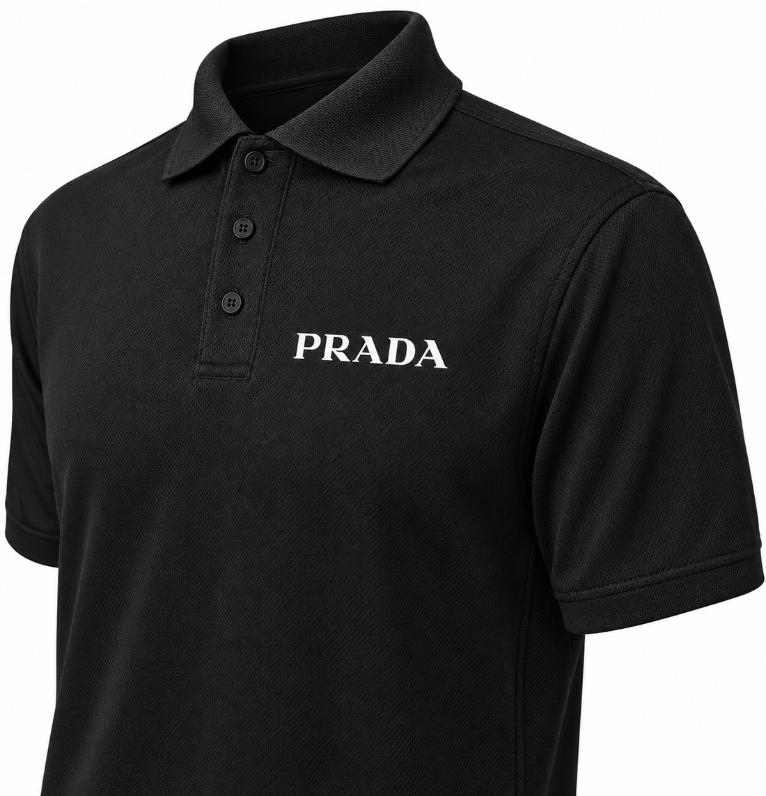 Men's Prada Polyester Polo | Color: Black | Image 3