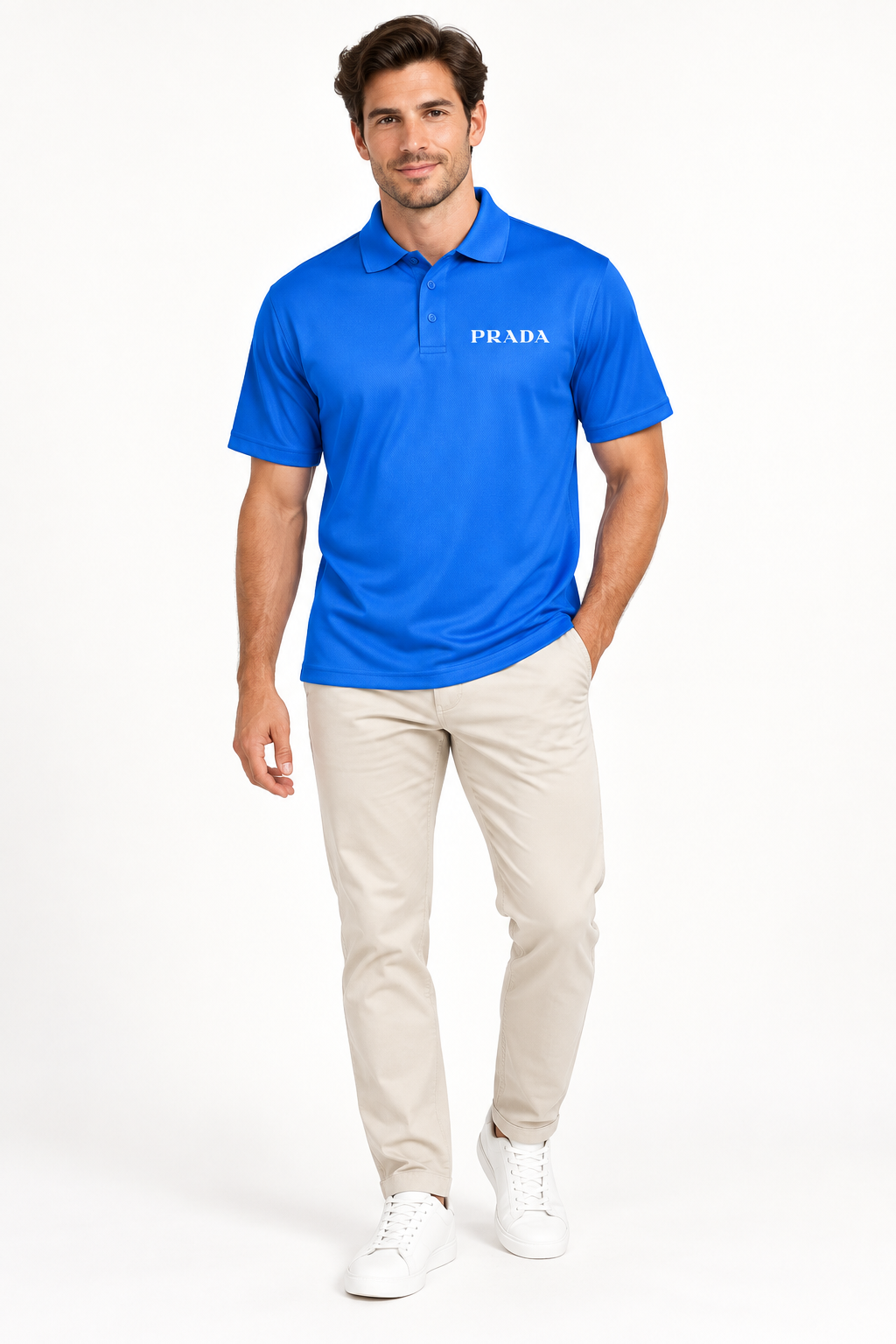 Men's Prada Polyester Polo | Color: Blue | Image 2
