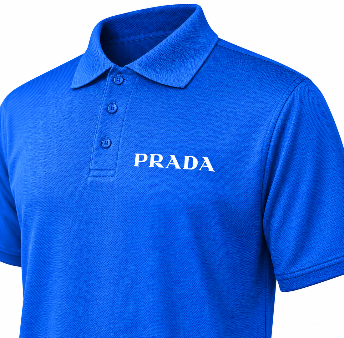 Men's Prada Polyester Polo | Color: Blue | Image 3