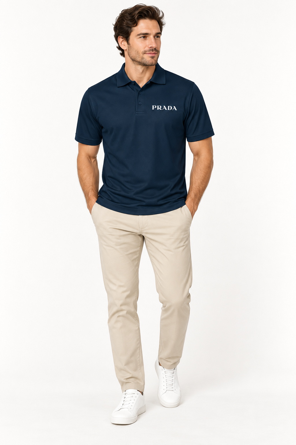 Men's Prada Polyester Polo | Color: Navy | Image 2