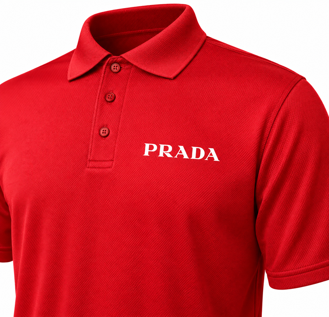 Men's Prada Polyester Polo | Color: Red | Image 3