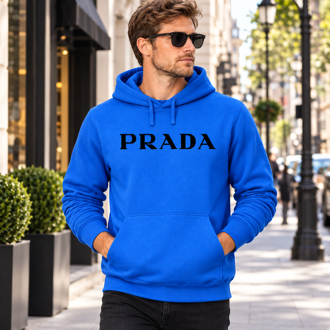 Men's Prada Pullover Hoodie - Azure - Image 2