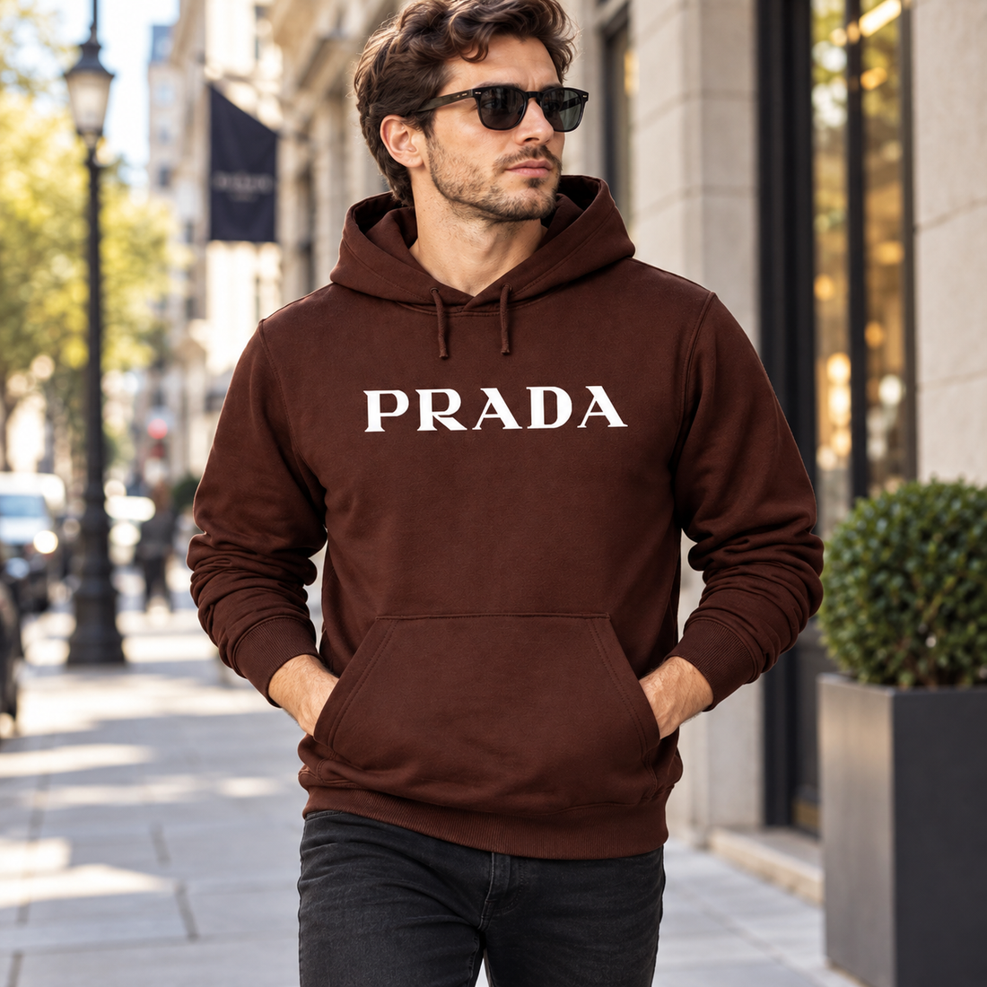 Men's Prada Pullover Hoodie - Brown - Image 2