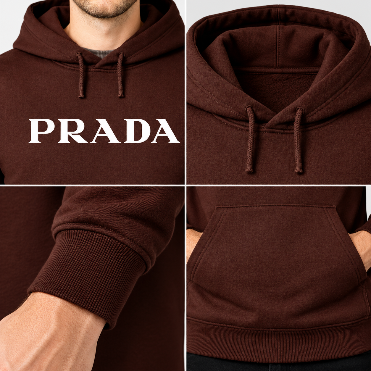 Men's Prada Pullover Hoodie - Brown - Image 3