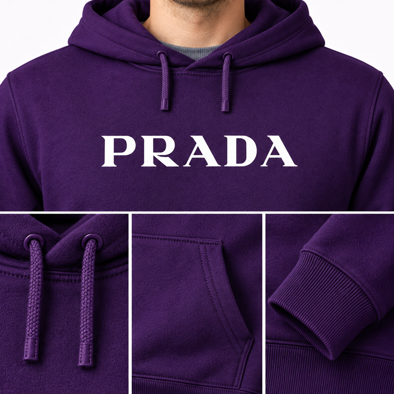 Men's Prada Pullover Hoodie - Purple - Image 3
