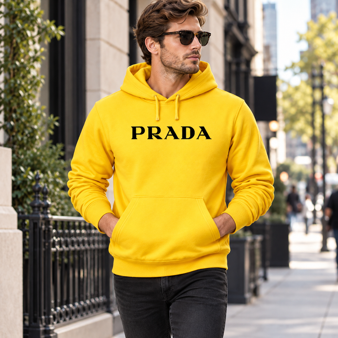 Men's Prada Pullover Hoodie - Yellow - Image 2
