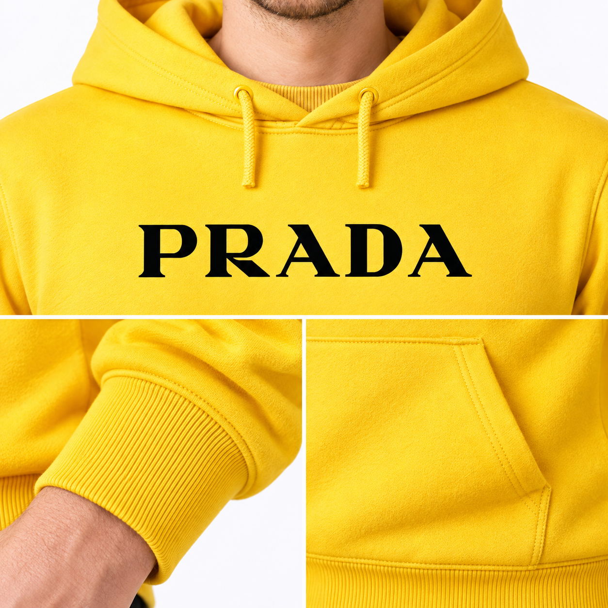 Men's Prada Pullover Hoodie - Yellow - Image 3