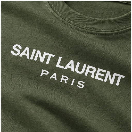 Men's Saint Laurent Cotton T-Shirt | Color: Army Green | Image 5