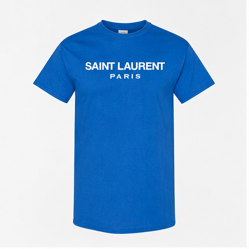 Men's Saint Laurent Cotton T-Shirt | Color: Blue | Image 1