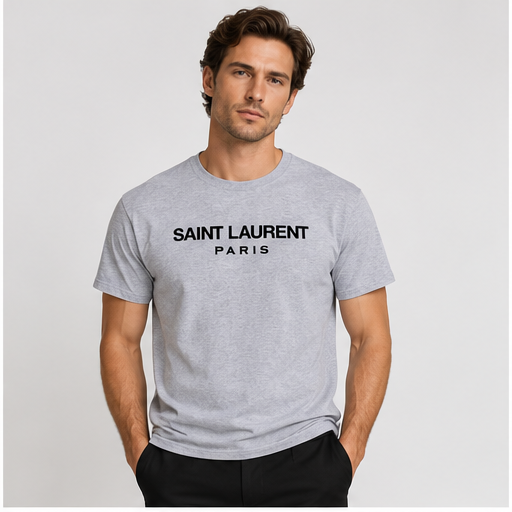 Men's Saint Laurent Cotton T-Shirt | Color: Grey | Image 2