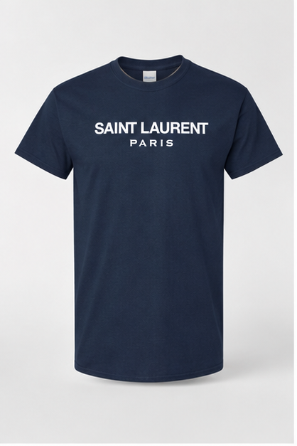 Men's Saint Laurent Cotton T-Shirt | Color: Navy | Image 1