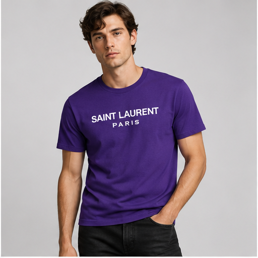 Men's Saint Laurent Cotton T-Shirt | Color: Purple | Image 2