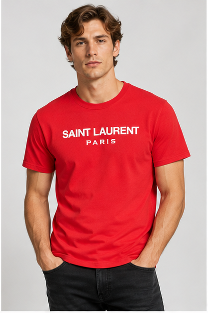 Men's Saint Laurent Cotton T-Shirt | Color: Red | Image 2