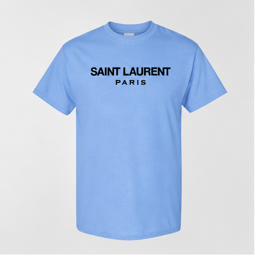 Men's Saint Laurent Cotton T-Shirt | Color: Sky Blue | Image 1