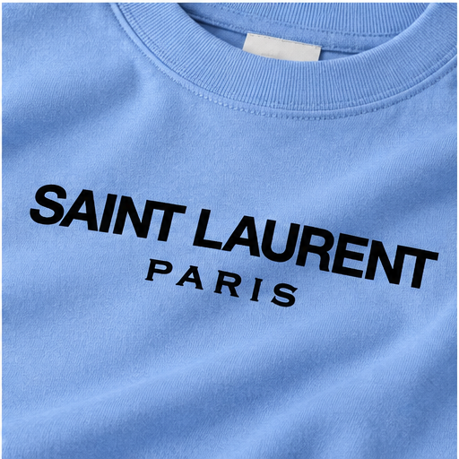 Men's Saint Laurent Cotton T-Shirt | Color: Sky Blue | Image 5