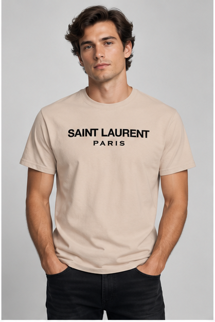 Men's Saint Laurent Cotton T-Shirt | Color: Tan | Image 2