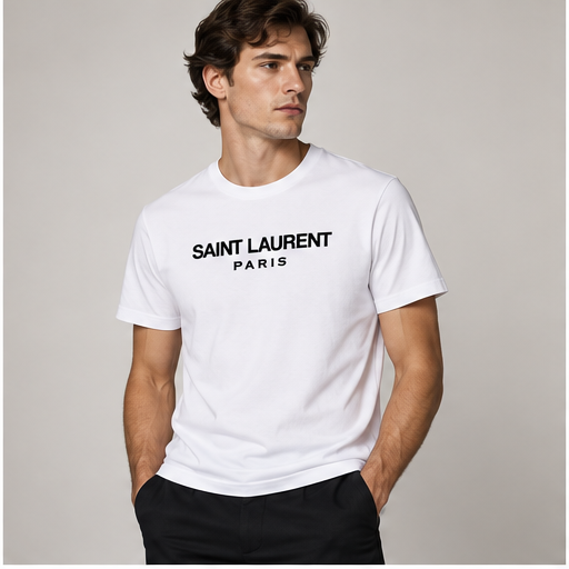 Men's Saint Laurent Cotton T-Shirt | Color: White | Image 2