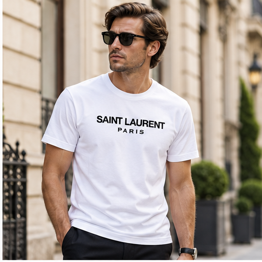 Men's Saint Laurent Cotton T-Shirt | Color: White | Image 3