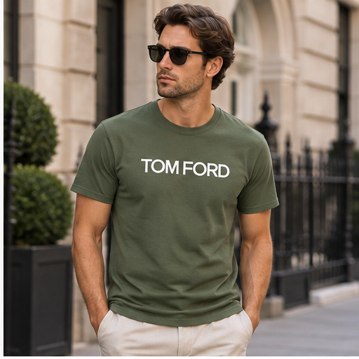Men's Tom Ford Cotton T-Shirt | Color: Army Green | Image 3