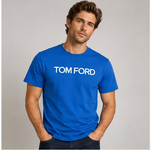 Men's Tom Ford Cotton T-Shirt | Color: Blue | Image 2