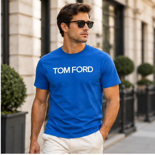 Men's Tom Ford Cotton T-Shirt | Color: Blue | Image 3