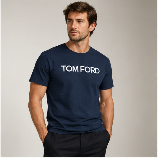 Men's Tom Ford Cotton T-Shirt | Color: Navy | Image 2