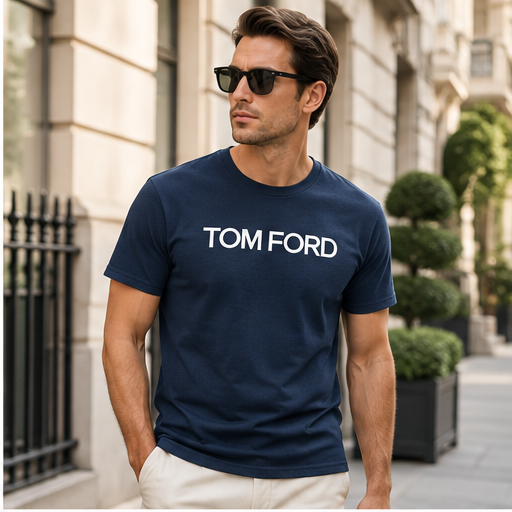 Men's Tom Ford Cotton T-Shirt | Color: Navy | Image 3