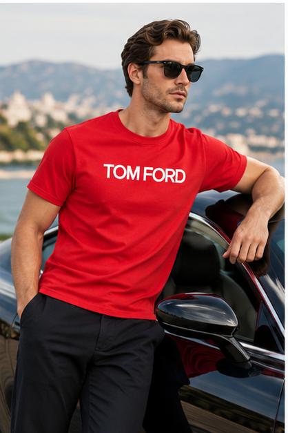 Men's Tom Ford Cotton T-Shirt | Color: Red | Image 4