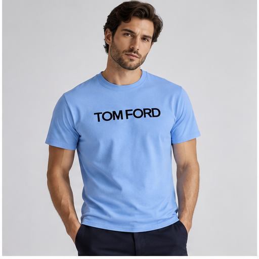Men's Tom Ford Cotton T-Shirt | Color: Sky Blue | Image 2