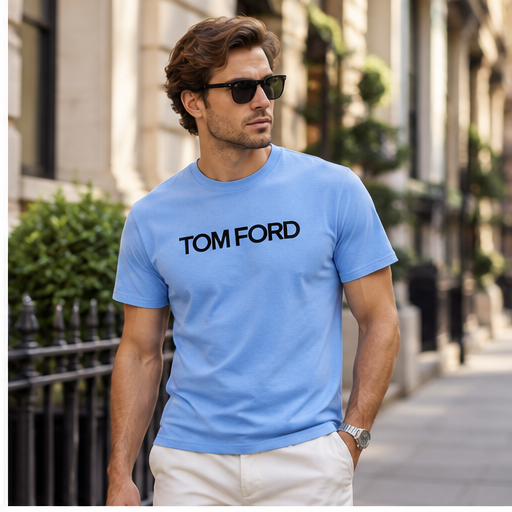 Men's Tom Ford Cotton T-Shirt | Color: Sky Blue | Image 3