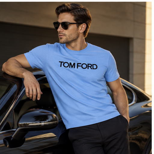 Men's Tom Ford Cotton T-Shirt | Color: Sky Blue | Image 4