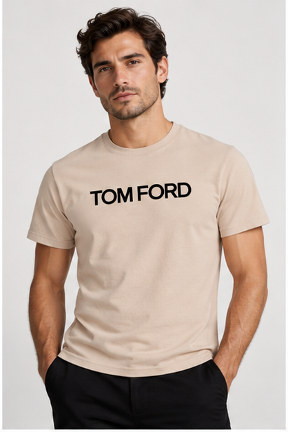 Men's Tom Ford Cotton T-Shirt | Color: Tan | Image 2