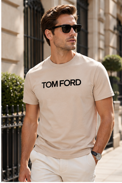 Men's Tom Ford Cotton T-Shirt | Color: Tan | Image 3