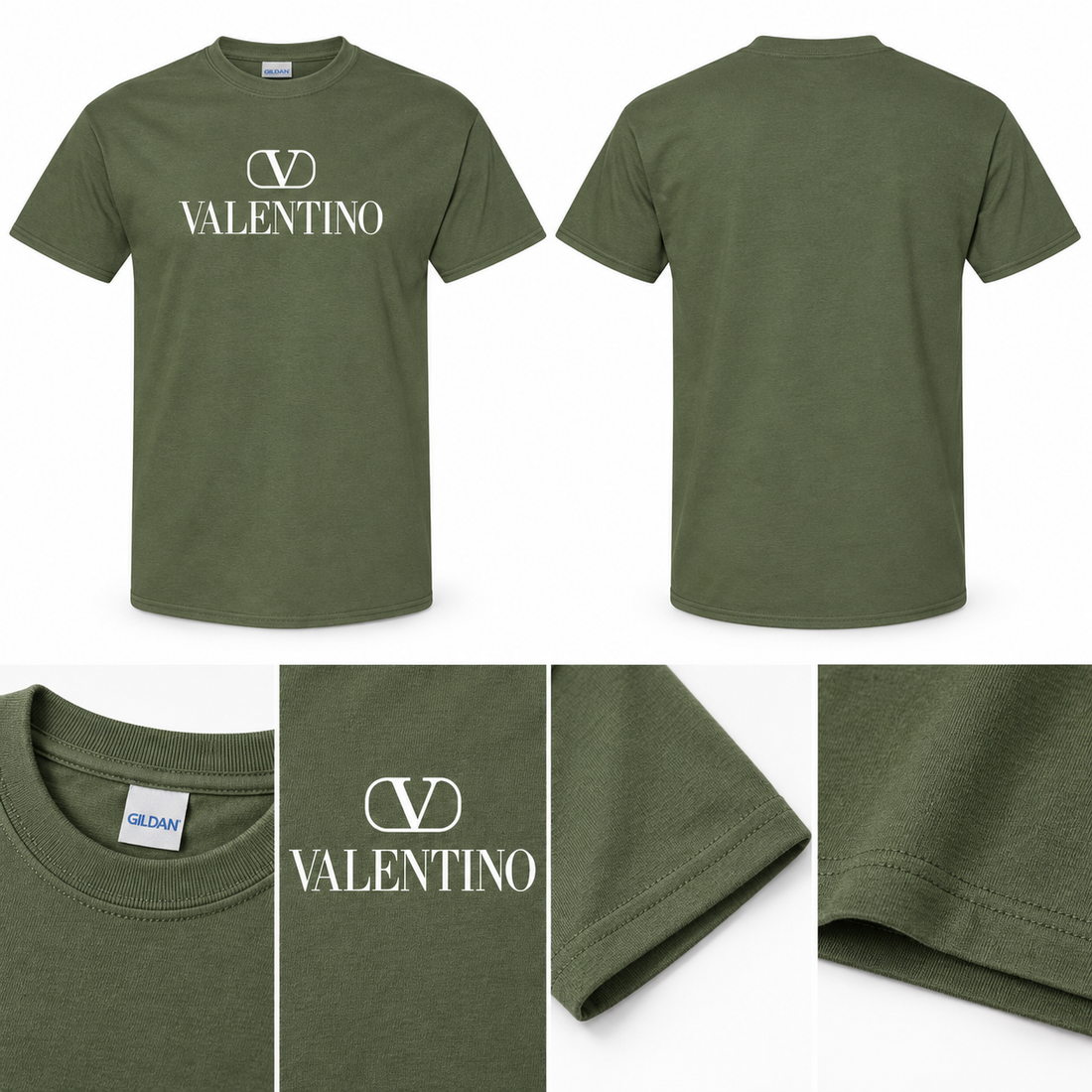 Men's Valentino Cotton T-Shirt | Color: Army Green | Image 4