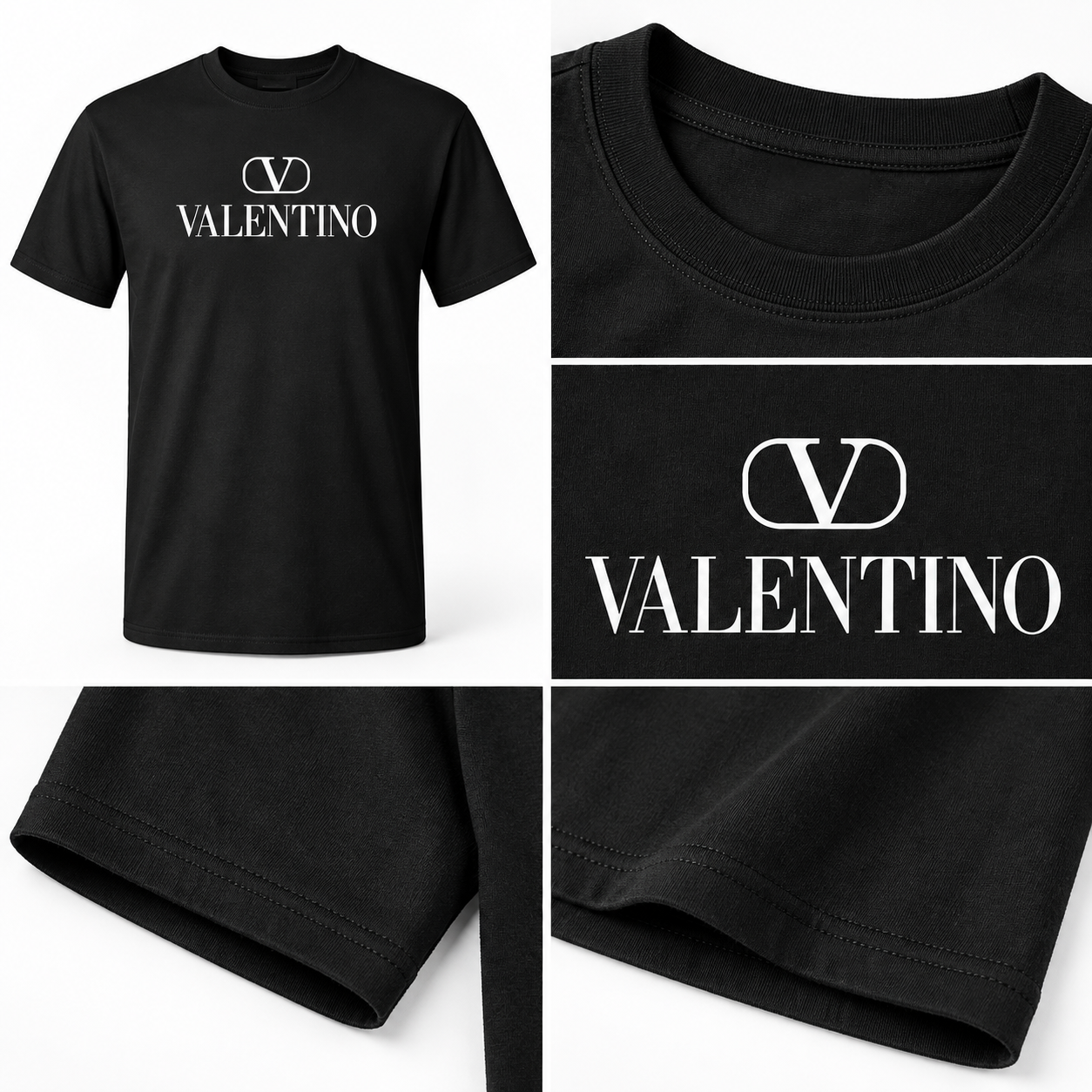Men's Valentino Cotton T-Shirt | Color: Black | Image 4