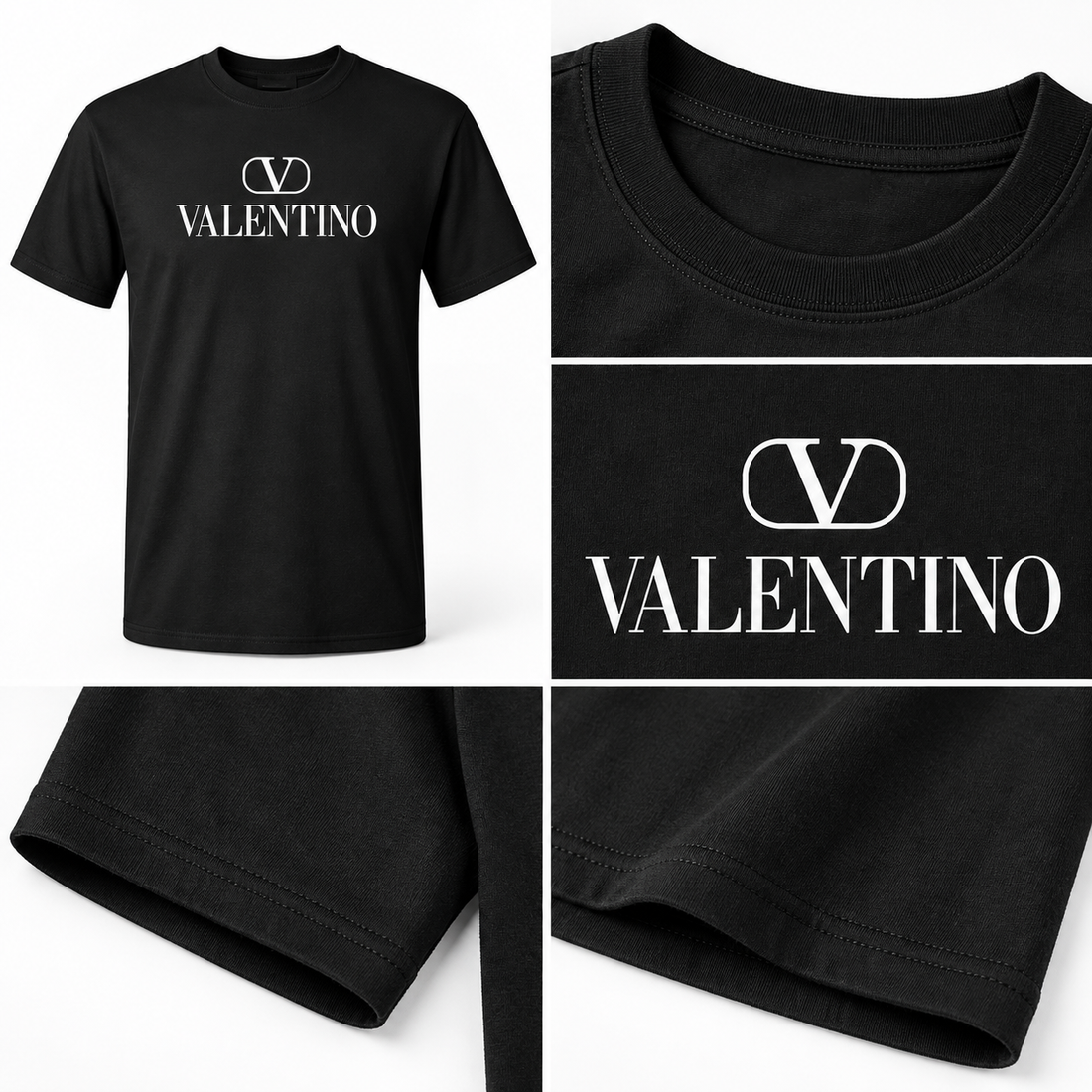 Men's Valentino Cotton T-Shirt | Color: Black | Image 4