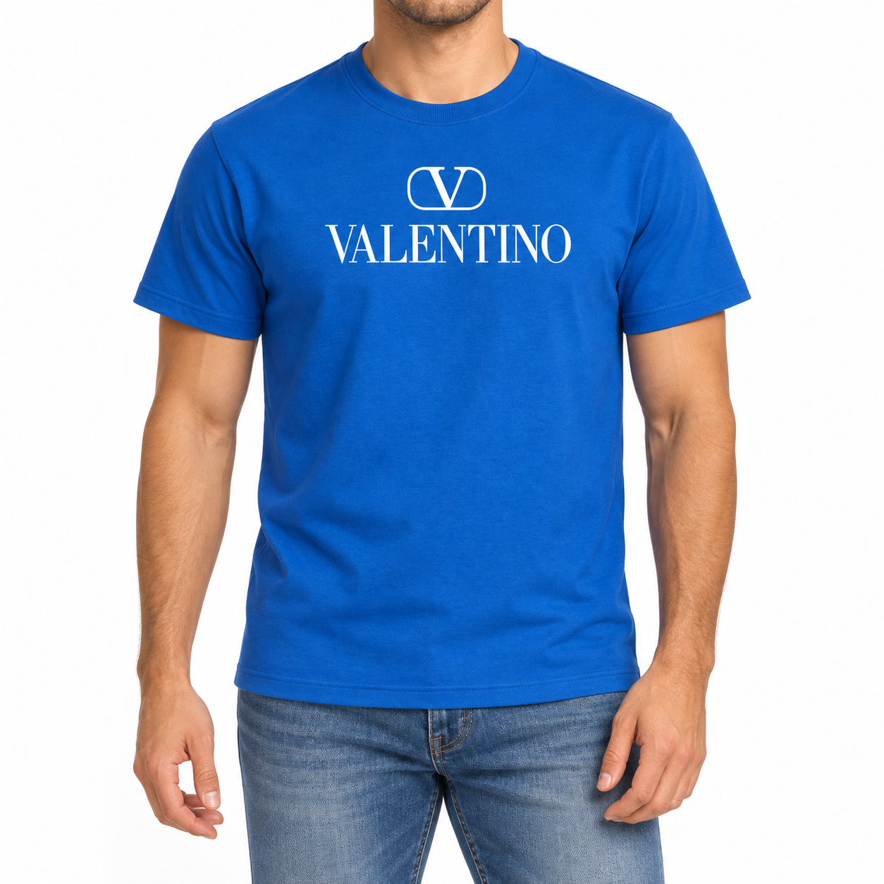 Men's Valentino Cotton T-Shirt | Color: Blue | Image 2
