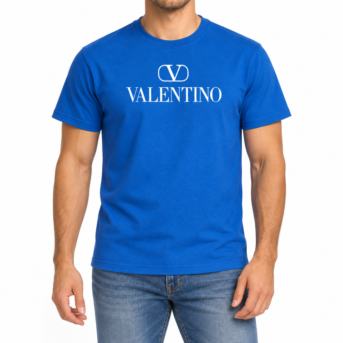 Men's Valentino Cotton T-Shirt | Color: Blue | Image 2