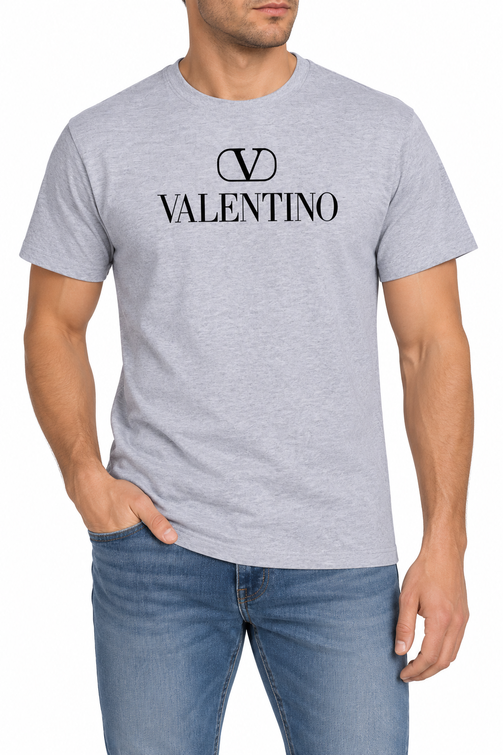 Men's Valentino Cotton T-Shirt | Color: Grey | Image 2