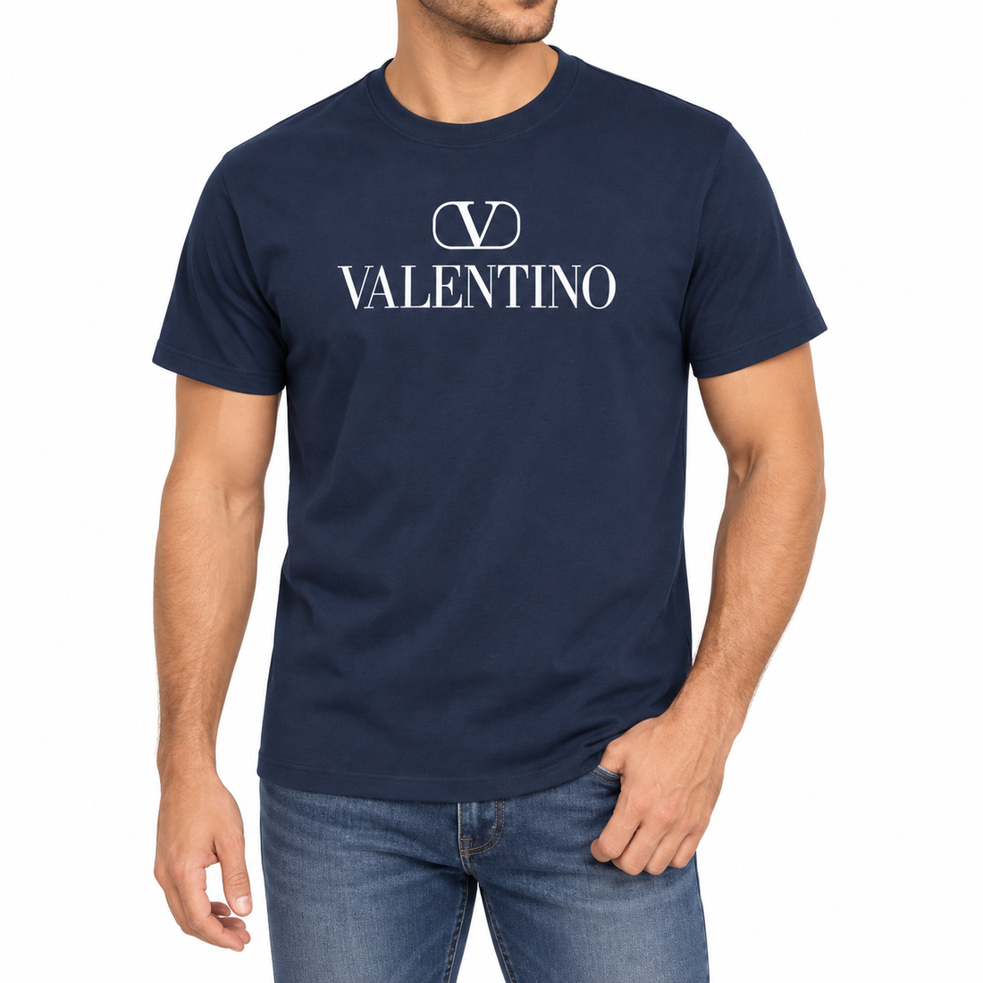 Men's Valentino Cotton T-Shirt | Color: Navy | Image 2