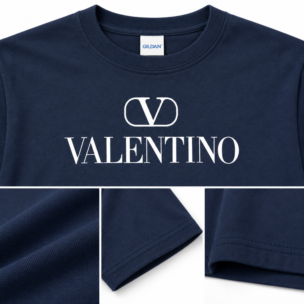 Men's Valentino Cotton T-Shirt | Color: Navy | Image 4