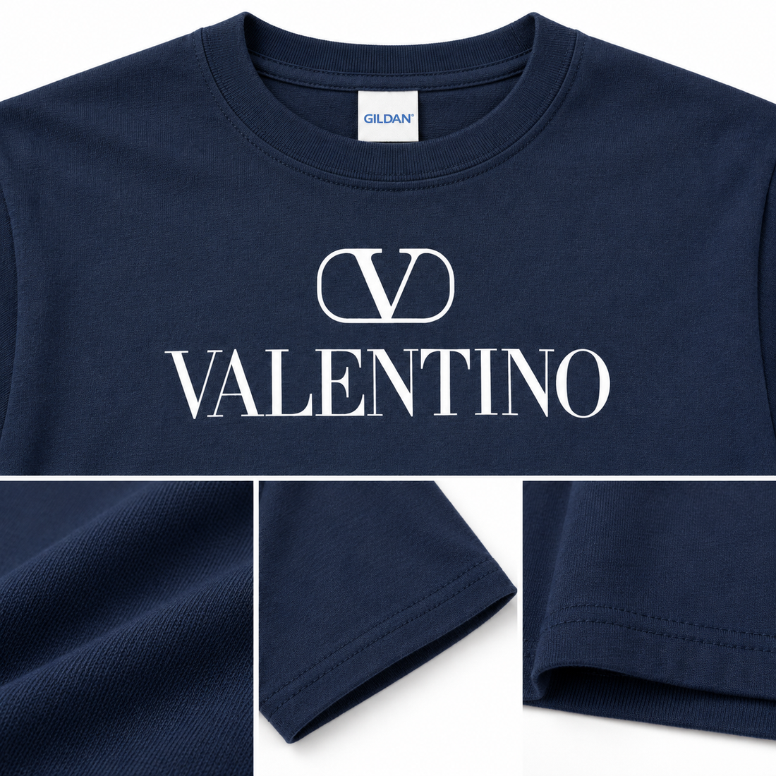 Men's Valentino Cotton T-Shirt | Color: Navy | Image 4
