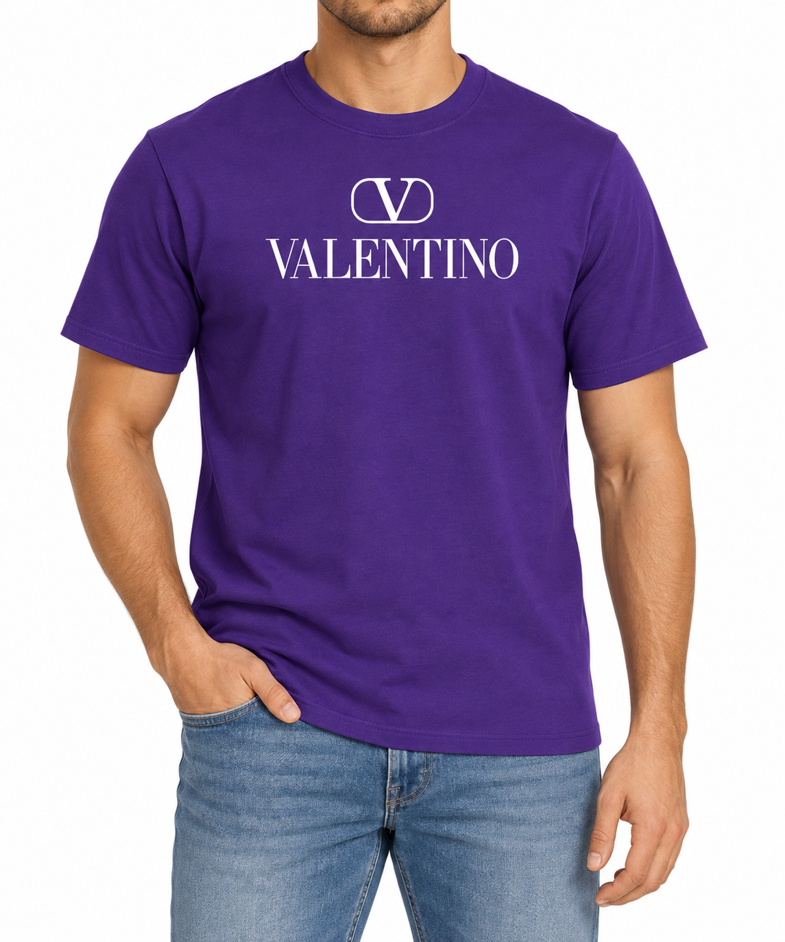 Men's Valentino Cotton T-Shirt | Color: Purple | Image 2