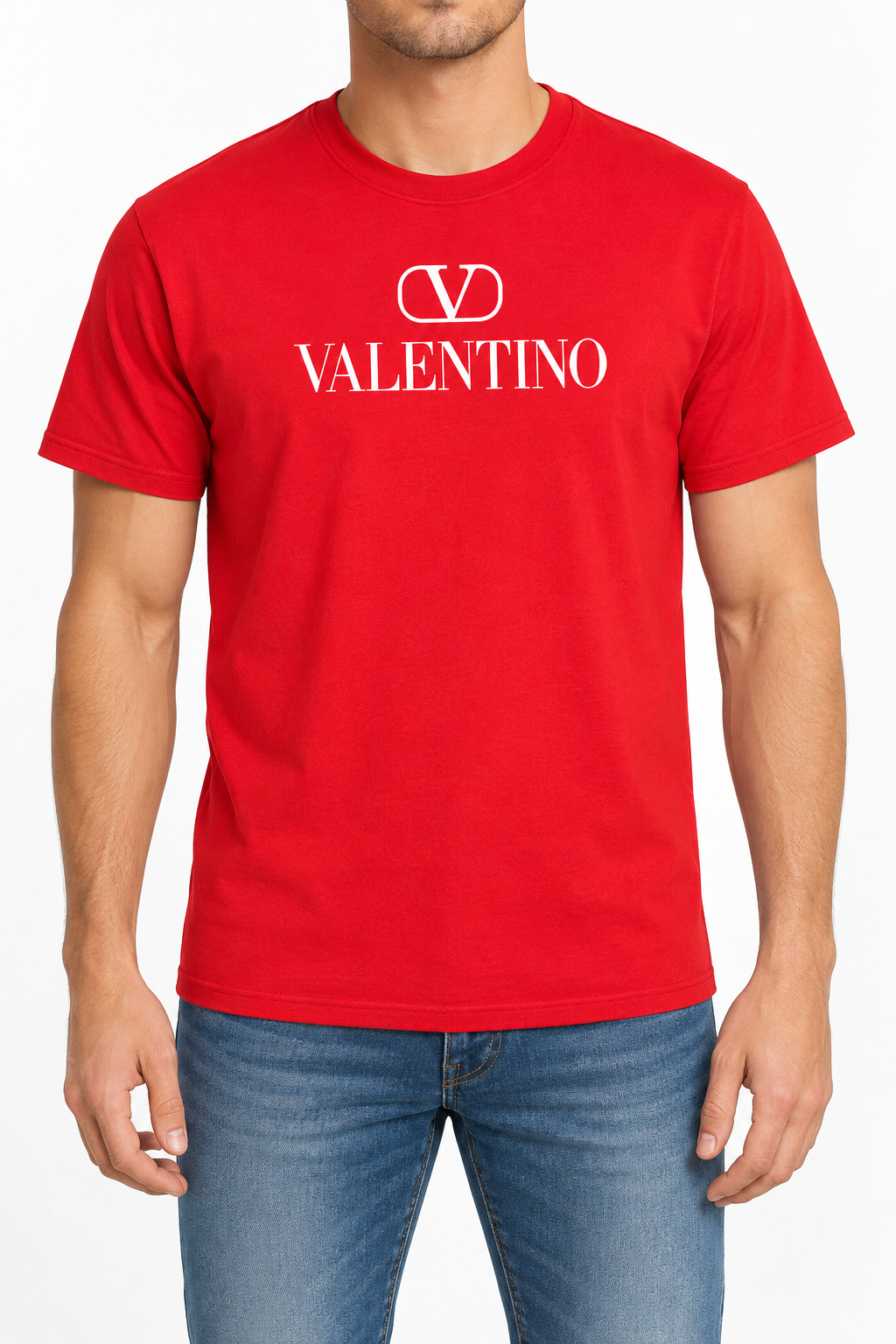 Men's Valentino Cotton T-Shirt | Color: Red | Image 2