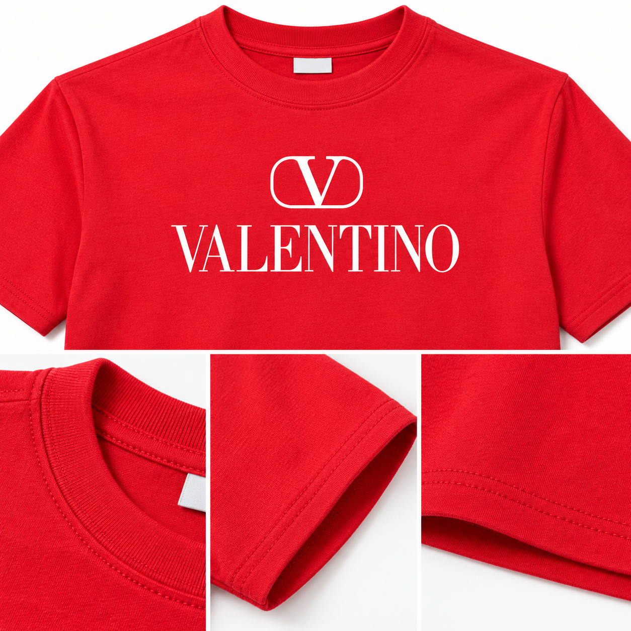 Men's Valentino Cotton T-Shirt | Color: Red | Image 4