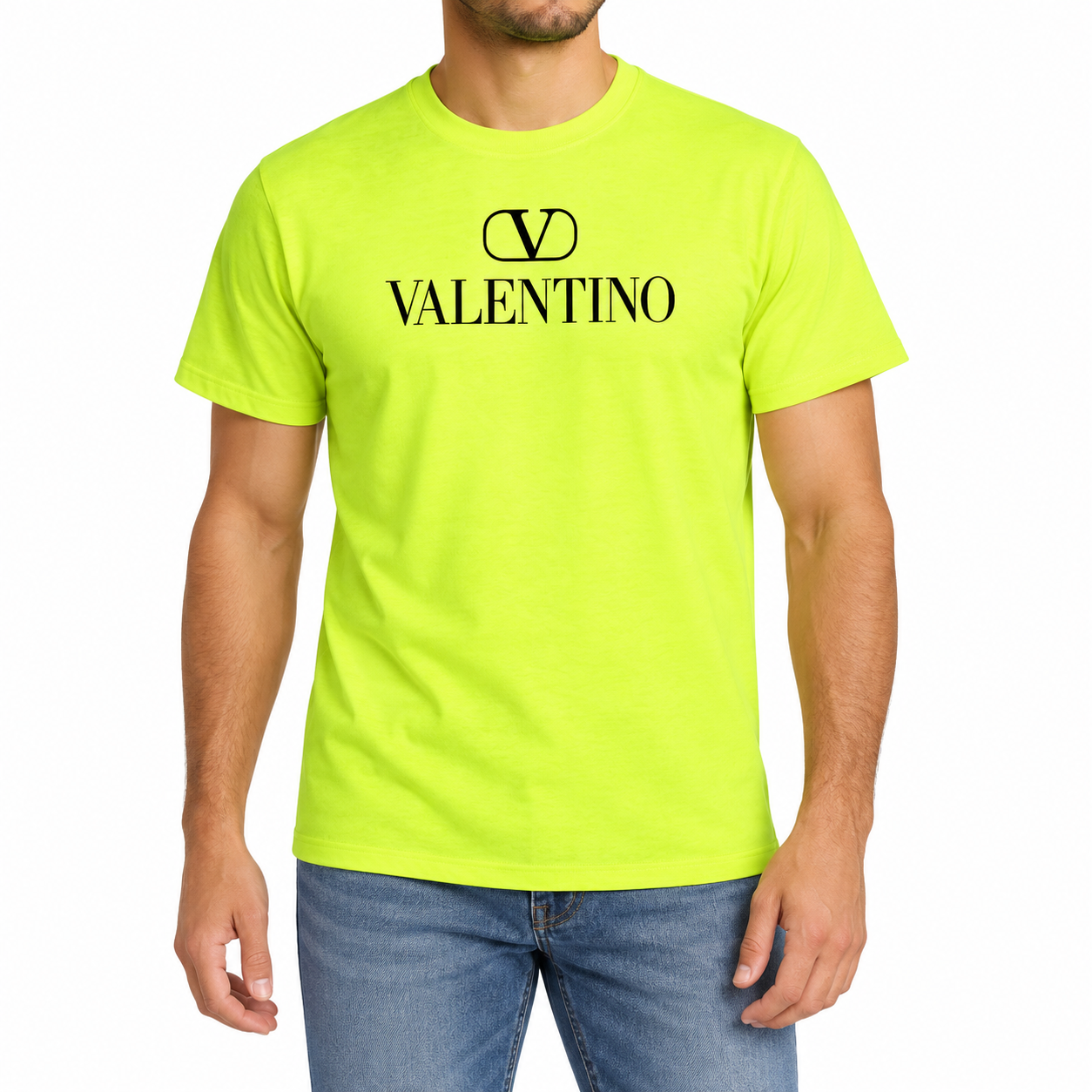 Men's Valentino Cotton T-Shirt | Color: Safety Green | Image 2