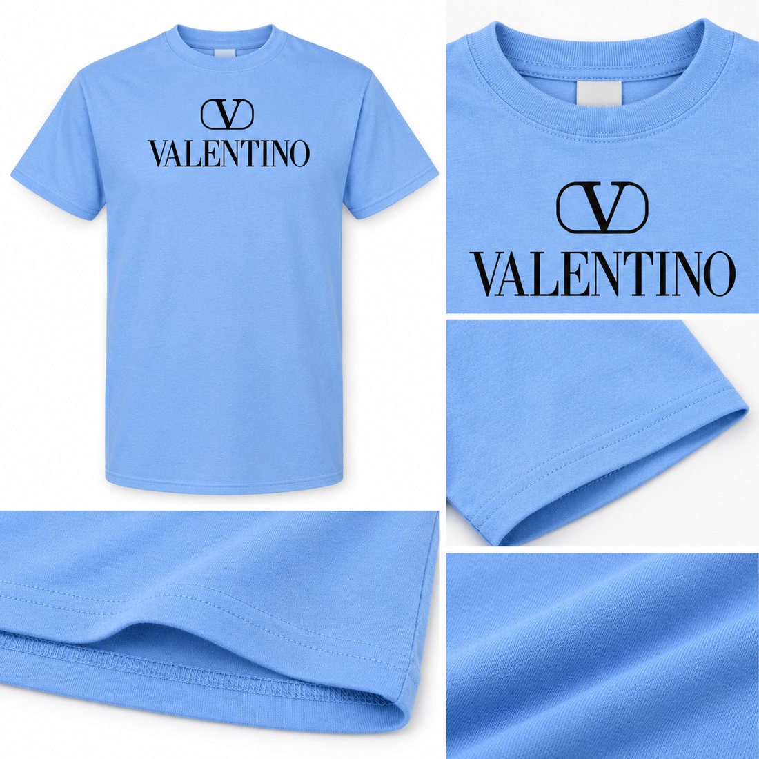 Men's Valentino Cotton T-Shirt | Color: Sky Blue | Image 4