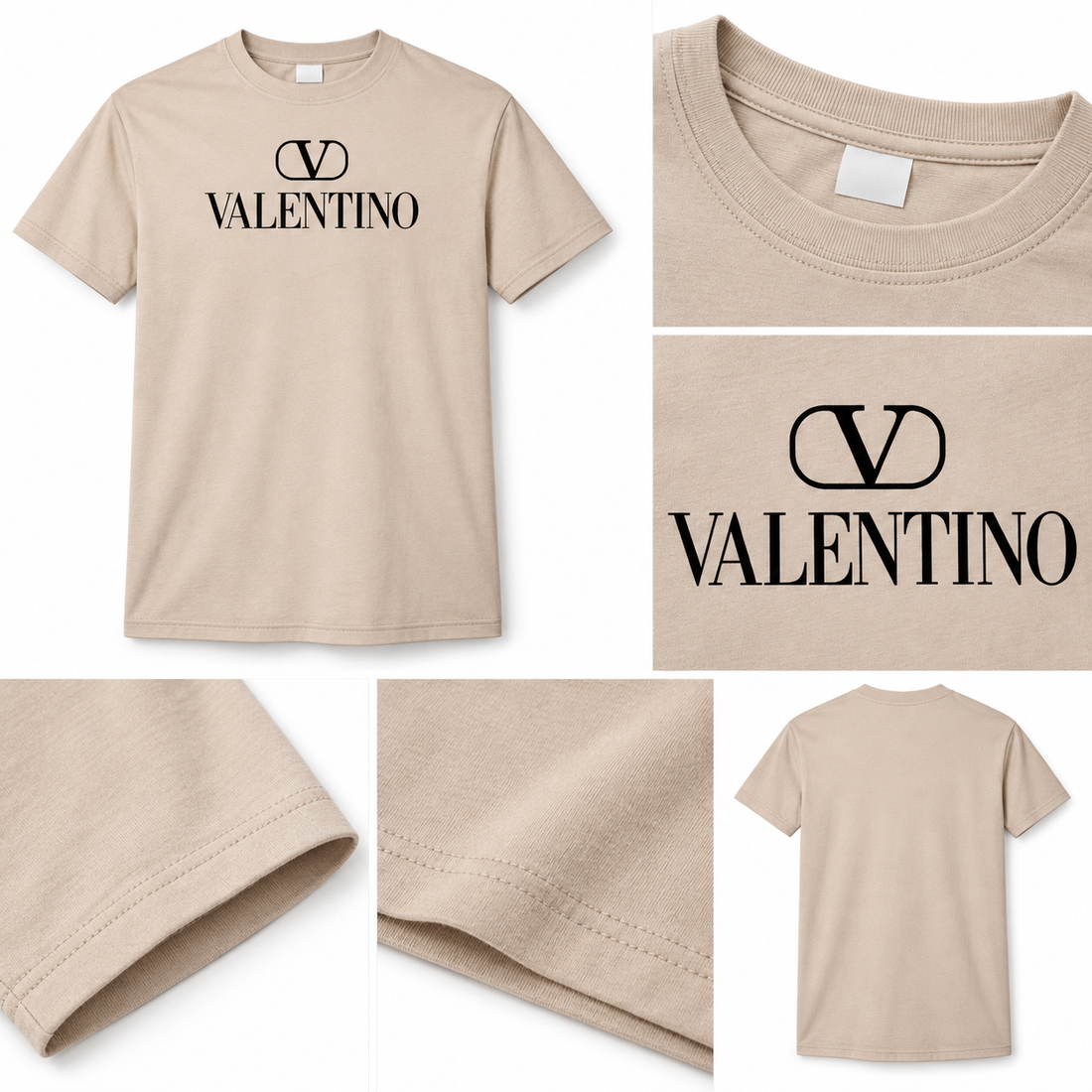 Men's Valentino Cotton T-Shirt | Color: Tan | Image 4