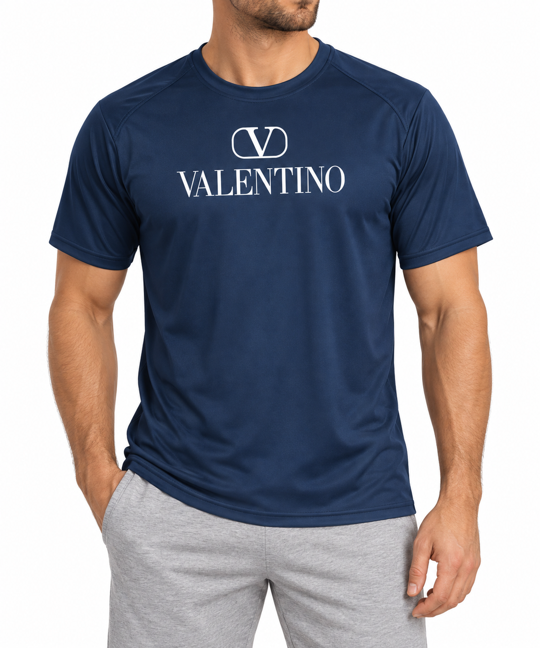Men's Valentino Performance T-Shirt | Color: Navy | Image 2