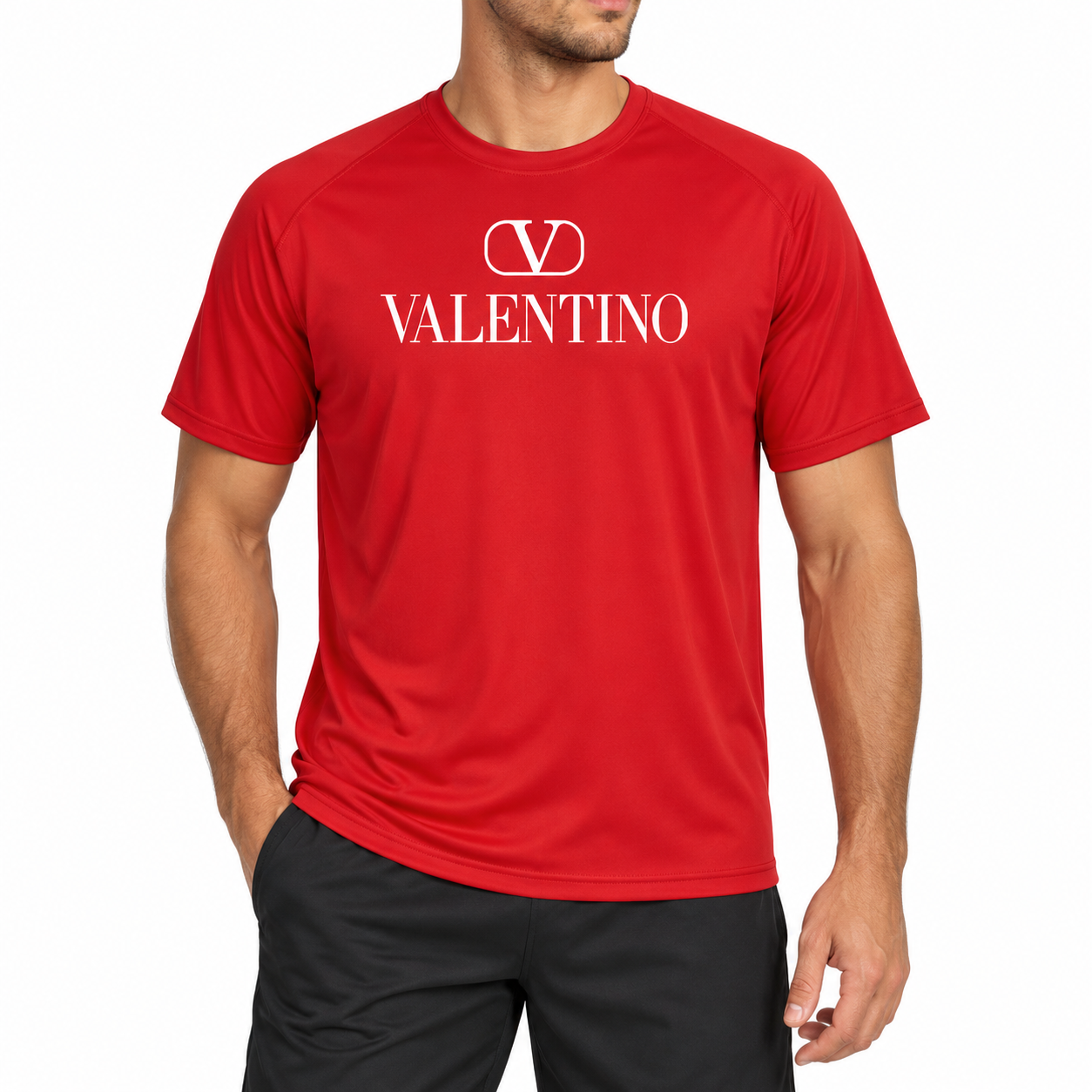 Men's Valentino Performance T-Shirt | Color: Red | Image 2